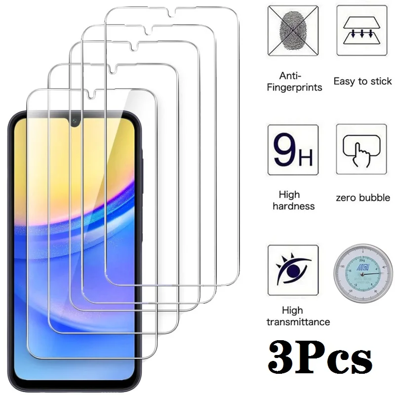 3 pezzi HD vetro temperato per Samsung Galaxy A15 A16 A56 A36 A14 A25 A24 A55 A53 A52 A52S A51 A34 A35 protezione schermo