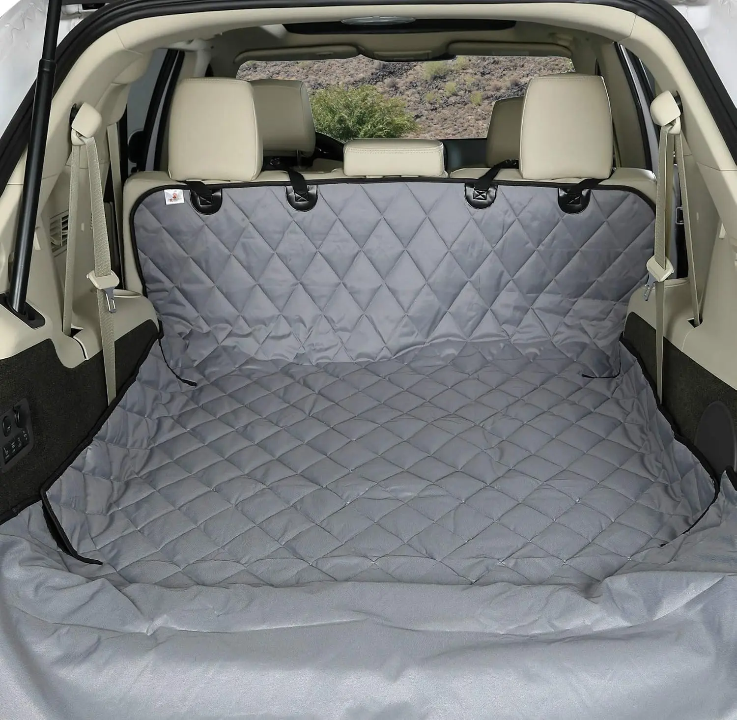 Heavy-Duty SUV Cargo Liner for Dogs, Grey Small | K9-Shield waterproof layer, non-slip backing, quick-release clips for easy ins