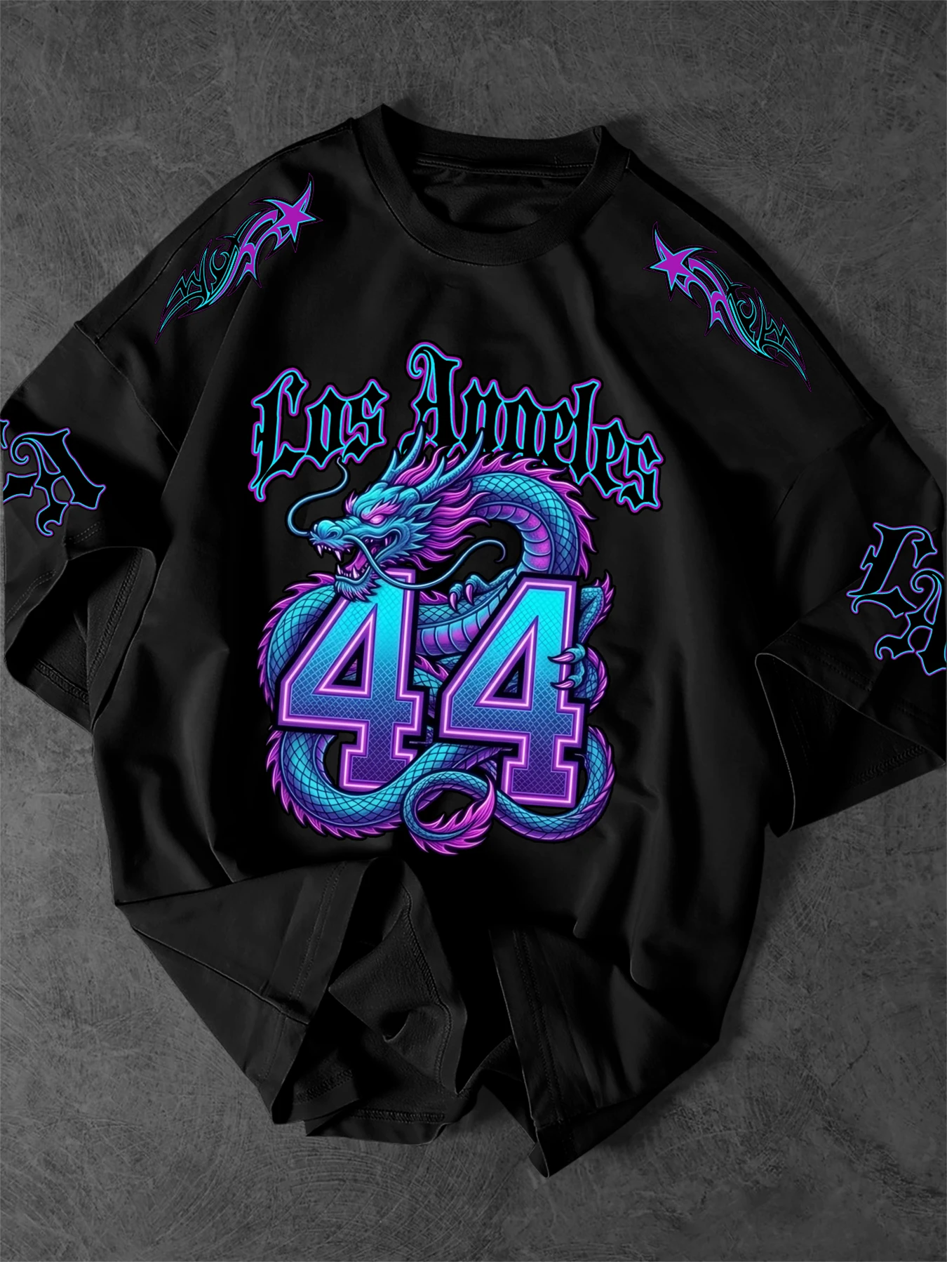 Men's Streetwear T-Shirt LA 44 Dragon Graphic Print Crew Neck Short Sleeve Polyester Tops With Sleeve Detail S-XXL