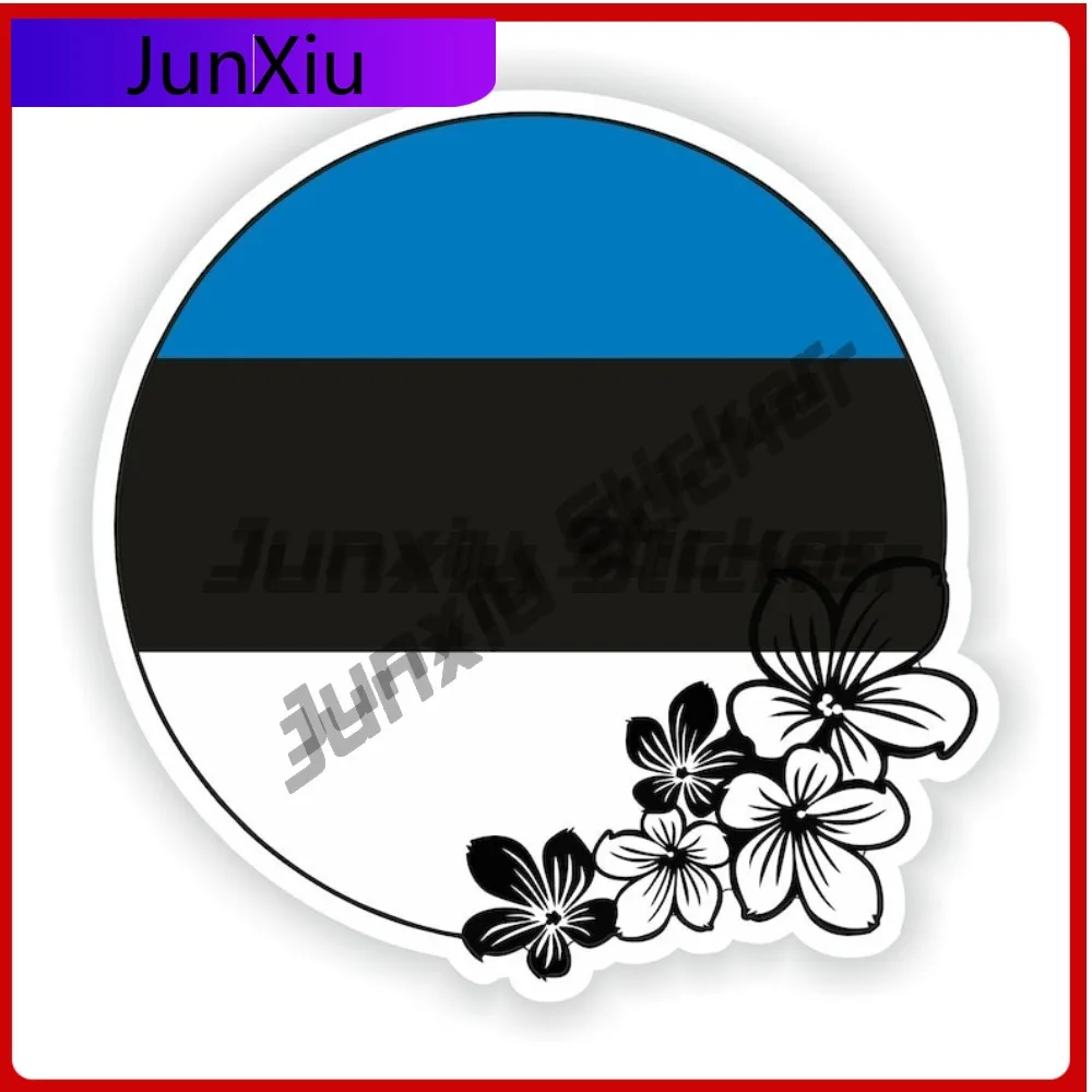 

Estonia Round Flag Flower Stickers Anti Scratch Exterior Decorative Stickers For Rv Car Decoration Decals Suv Mirror Bicycle Acc