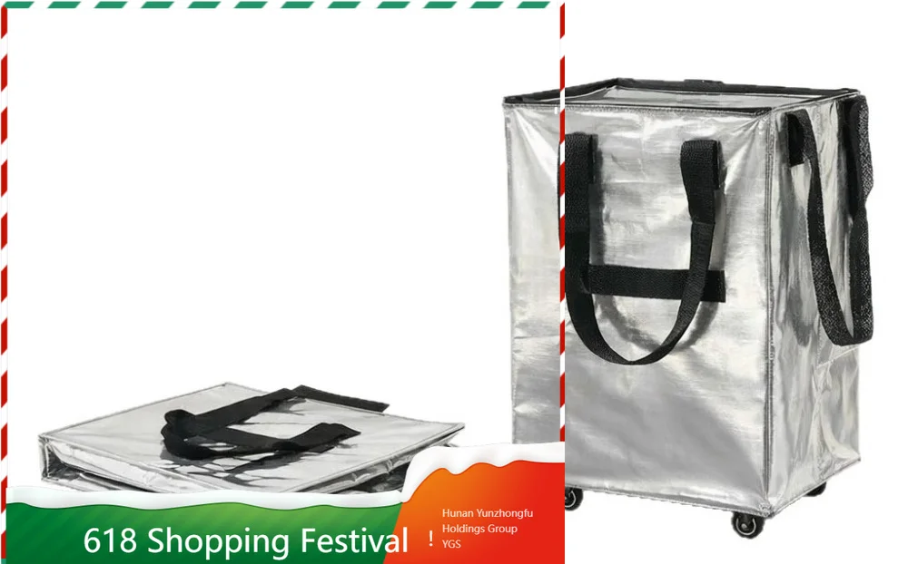 Portable Foldable Wheeled Luggage Bag With Lid Heavy Duty Large Capacity Grocery Pull Tote Bag