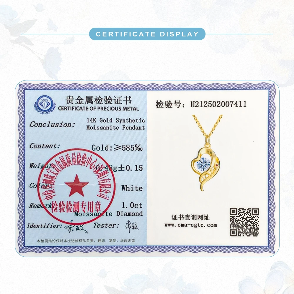 Love Is All Around Heart 14K Gold Pendant for Women k gold Au585 Necklace Moissanite Jewelry Mother's Day Valentine's Day Gifts