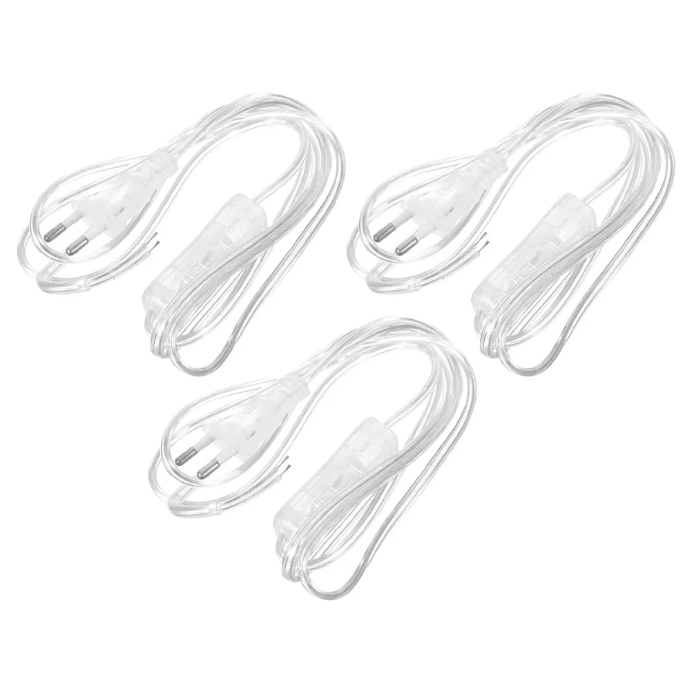 

3pcs Power Transparent European Round Plug Lamp Switch Replacement Diy Light Cord Outlet Household Cable Desk Pendant Lamp Power