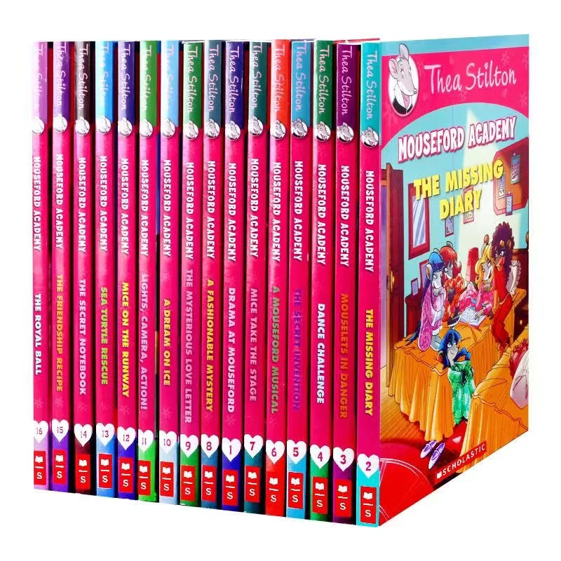 16 książek kobieca powieść literacka Geronimo Stilton Thea Stilton Mouseford Academy książka obrazkowa dzieci angielski komiks w wieku 7-12 lat