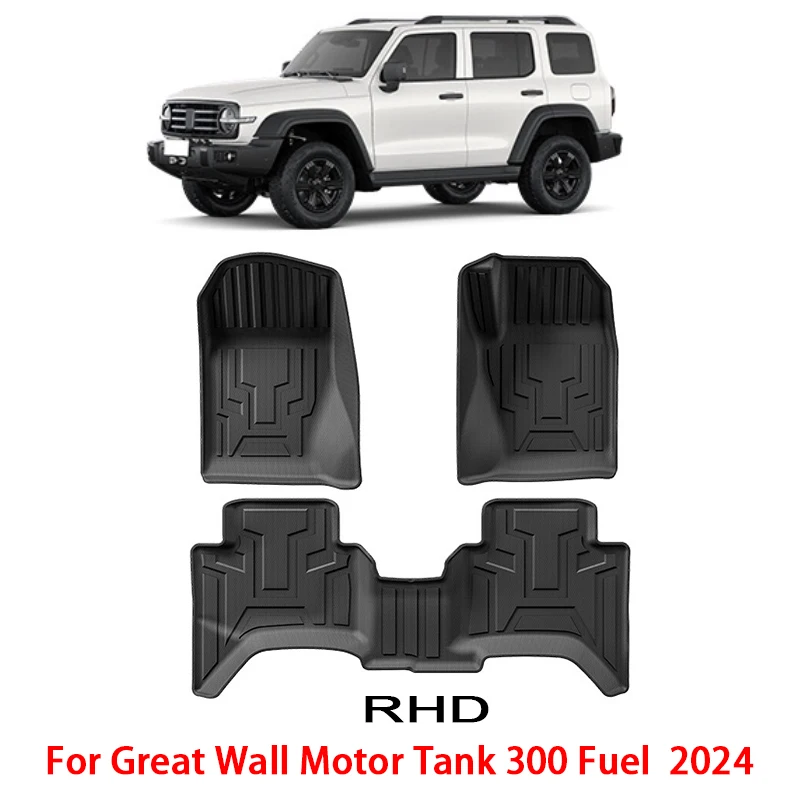 

for Great Wall Motor Tank 300 Fuel 2024 Car Floor Mats TPE 3D Right Hand Drive Foot Pad Black