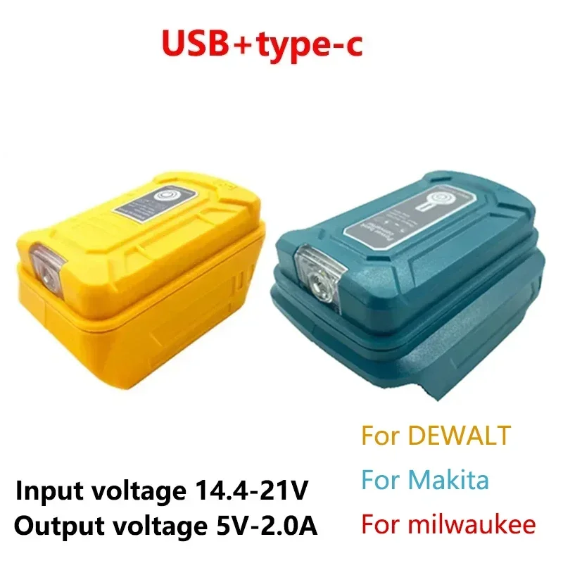 

LED Work Light for Makita/DEWALT/Milwaukee 14.4V/18V Li-ion Battery with USB Type-C Adapter, Power Bank Portable Flashlight