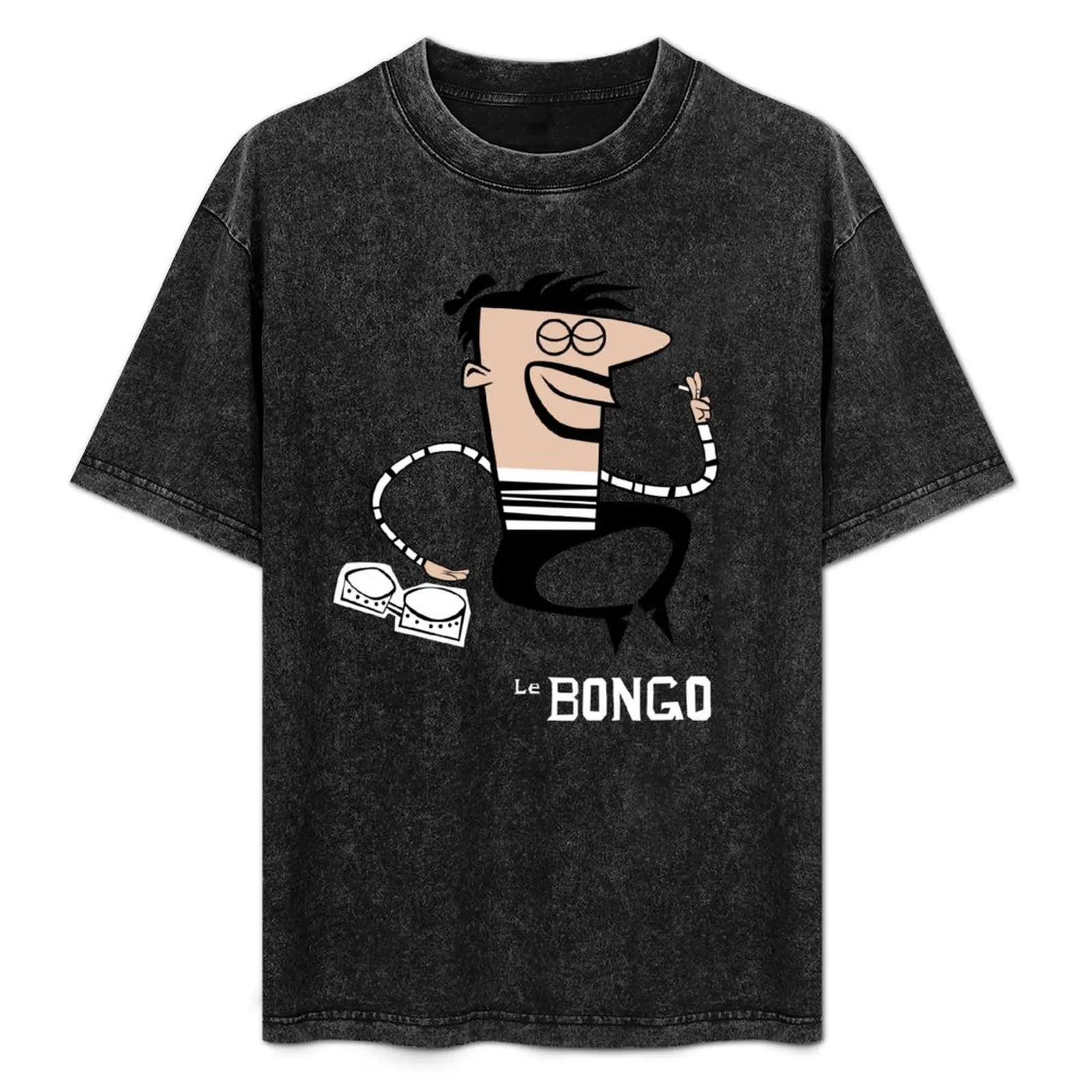 

Le Bongo: Beatnik playing the bongos cartoon T-Shirt vintage t shirts oversized graphic tee fashion shirts shirts men graphic