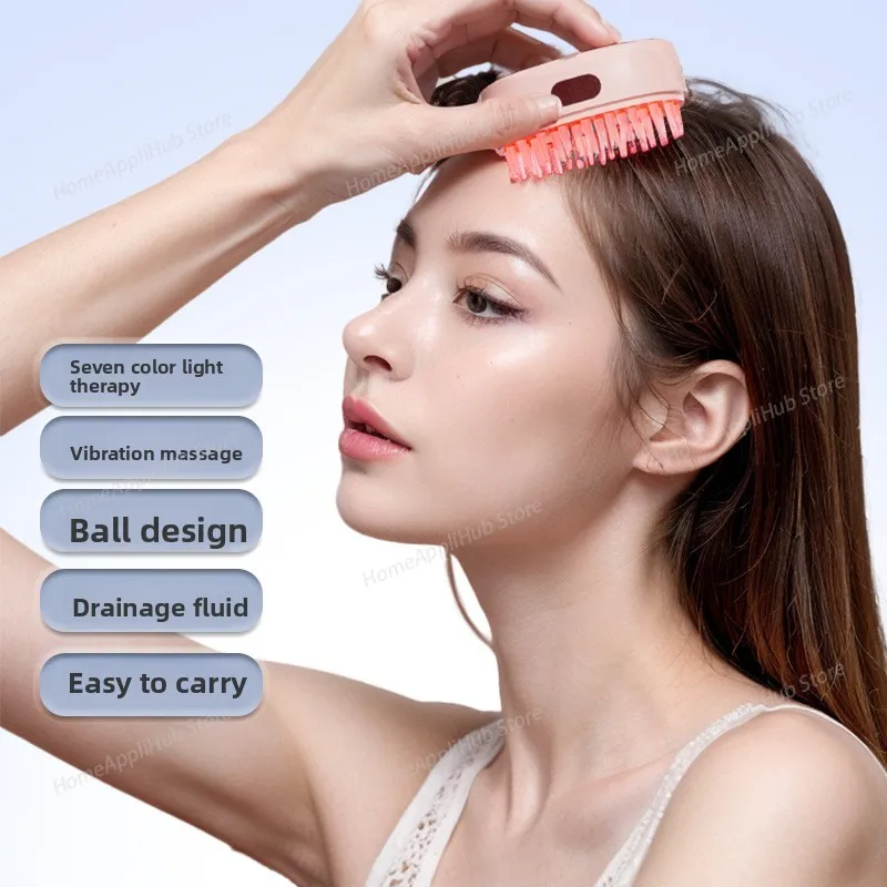 ‌Anti Hair Loss Light Therapy Hair Growth Device 7 Color Vibrating Scalp Massage Comb with Oil Applicator & Scalp Brush