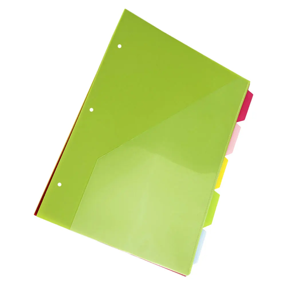 

5 Pcs Three-hole Folder Binder Dividers with Pockets Organizer and Tabs Index Page Bulk