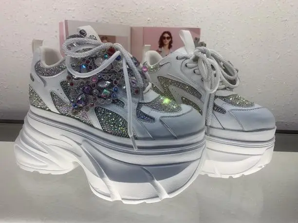 Women High Heels Casual Chunky Sneakers Platforms Luxury Designer Brand Fashion Spring Unique Design Trendy White vulcanize Ins
