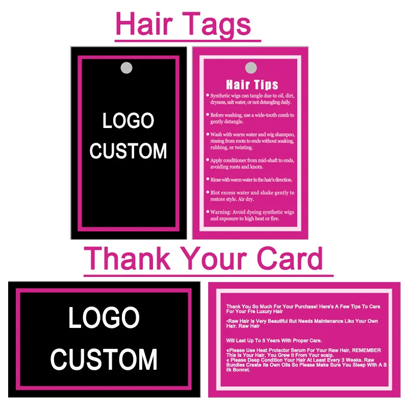 500Pcs Thank You Cards Business Card Order Thank You Party Card Logo Custom Cardboard Tags For Hair Bundles