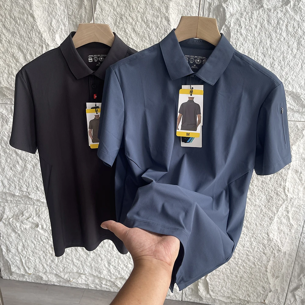 High Elasticity Short Sleeve  Shirt Men's Outdoor Sports Sunscreen Cooling Sensation Summer Commute Function Nylon Fabric