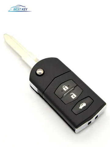 BEST KEY 2/3 Buttons Big Battery Hold Flip Folding Remote Car Key Case Fob For MAZDA 3 5 6 Series M6 RX8 MX5 With Uncut Blade