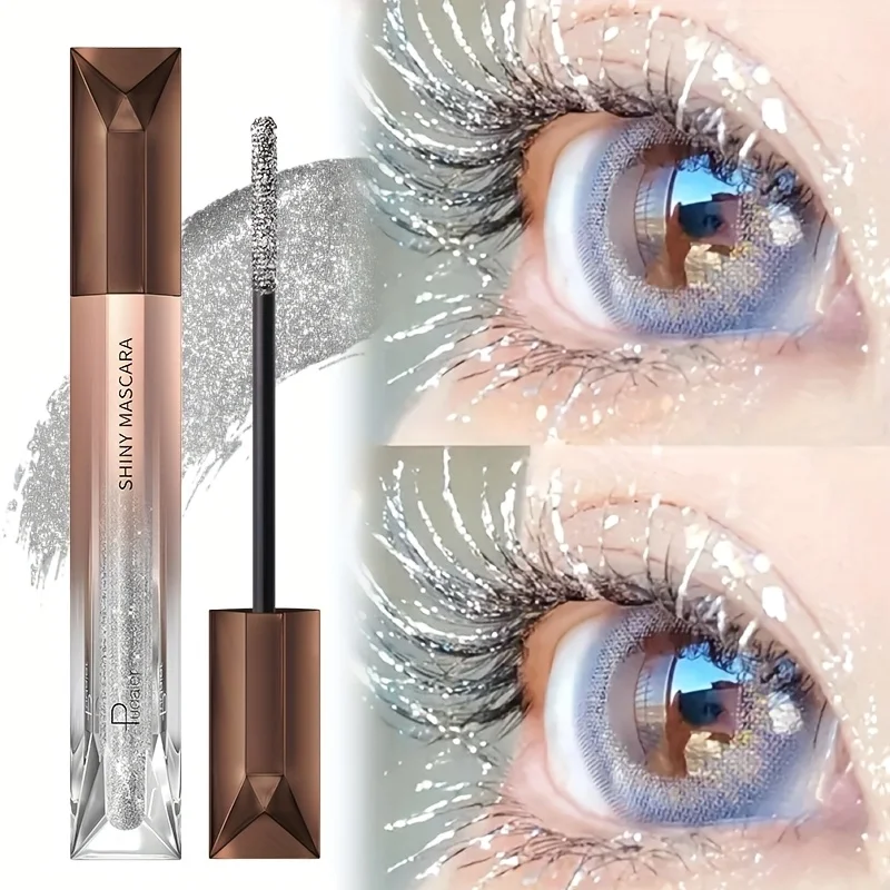 Glitzernde funkelnde Wimperntusche, langlebig, Effekte, wasserfest, wischfest, zerkleinerte Diamant-Wimperntusche, perlmuttartig, feiner Blitz