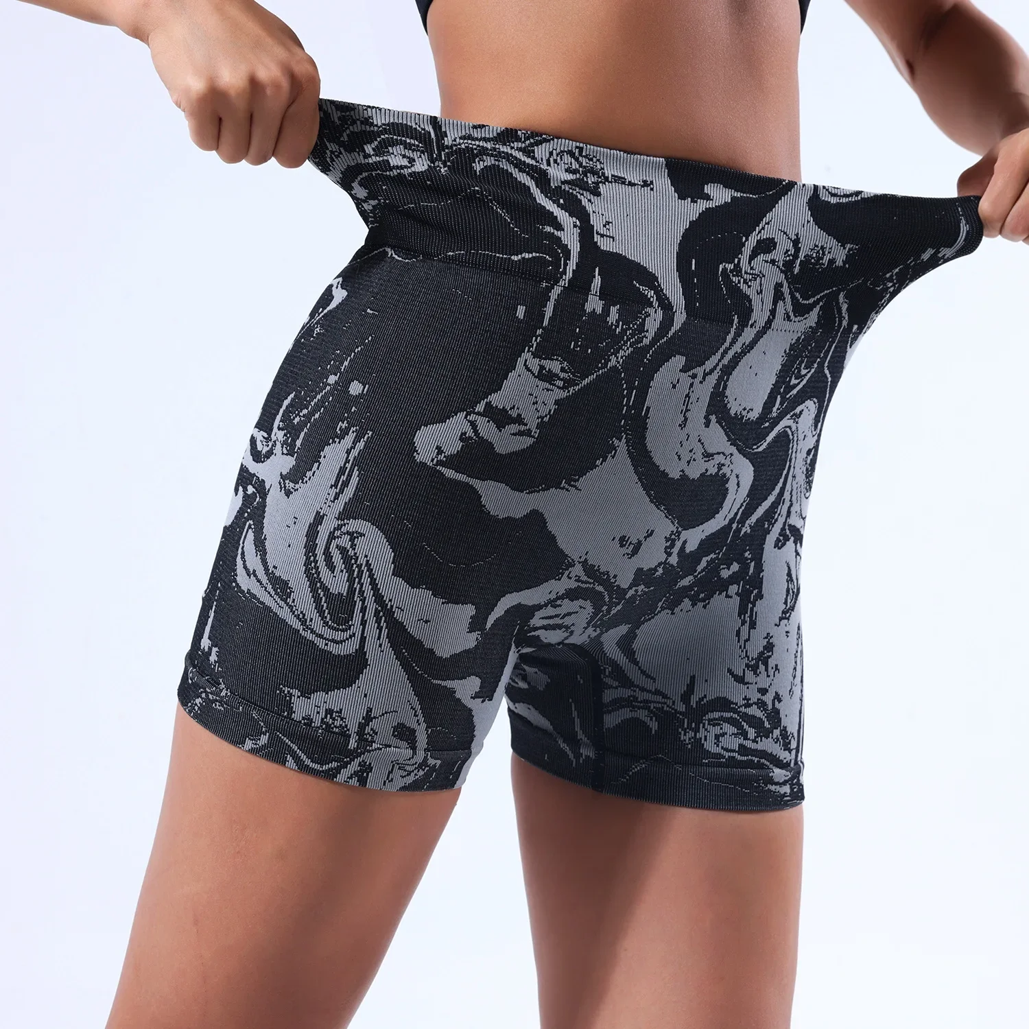 Pantalones cortos de Yoga estampados para mujer, mallas Push Up de cintura alta para gimnasio, ciclismo, trote, Fitness, ejercicio, mallas deportivas cortas