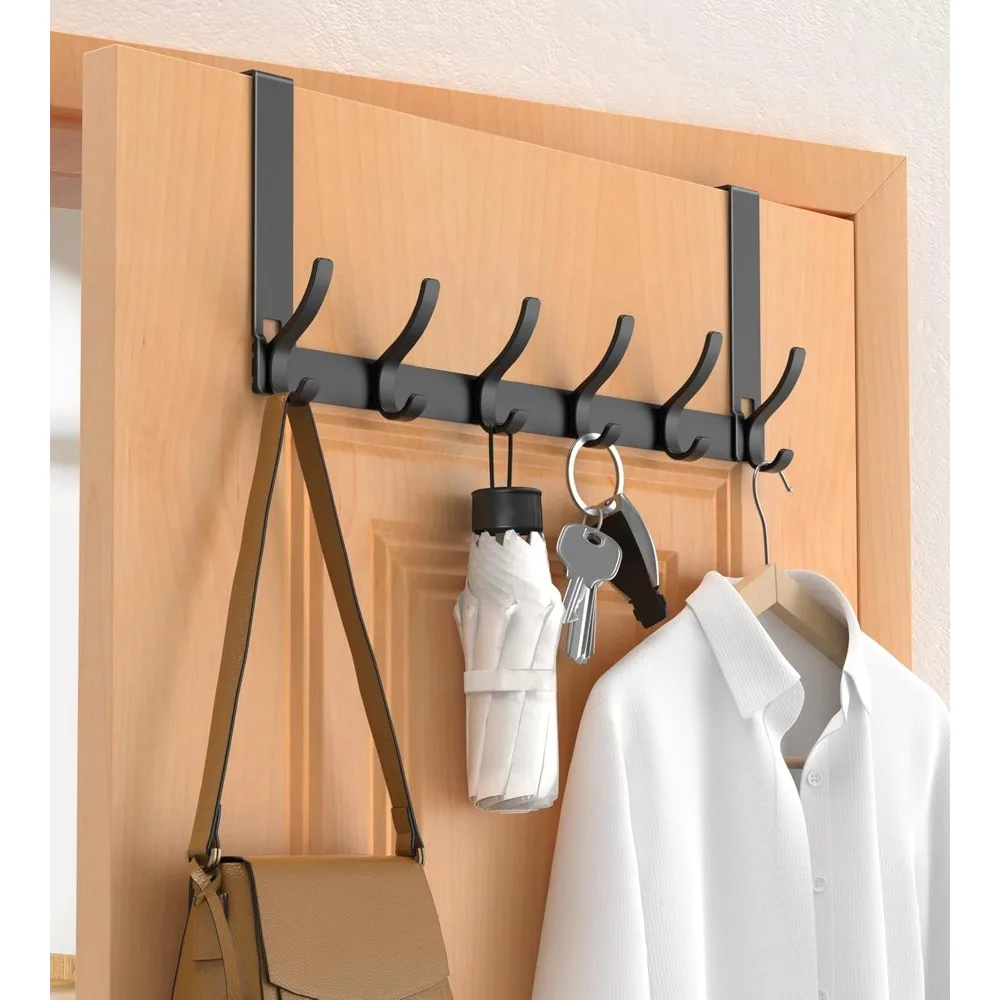 

Вешалка над дверными крючками с удлиненными подлокотниками, подходит для двери 1, 3/8 дюйма, сборка без инструментов, F7U, держатель для вешалок для полотенец — черный