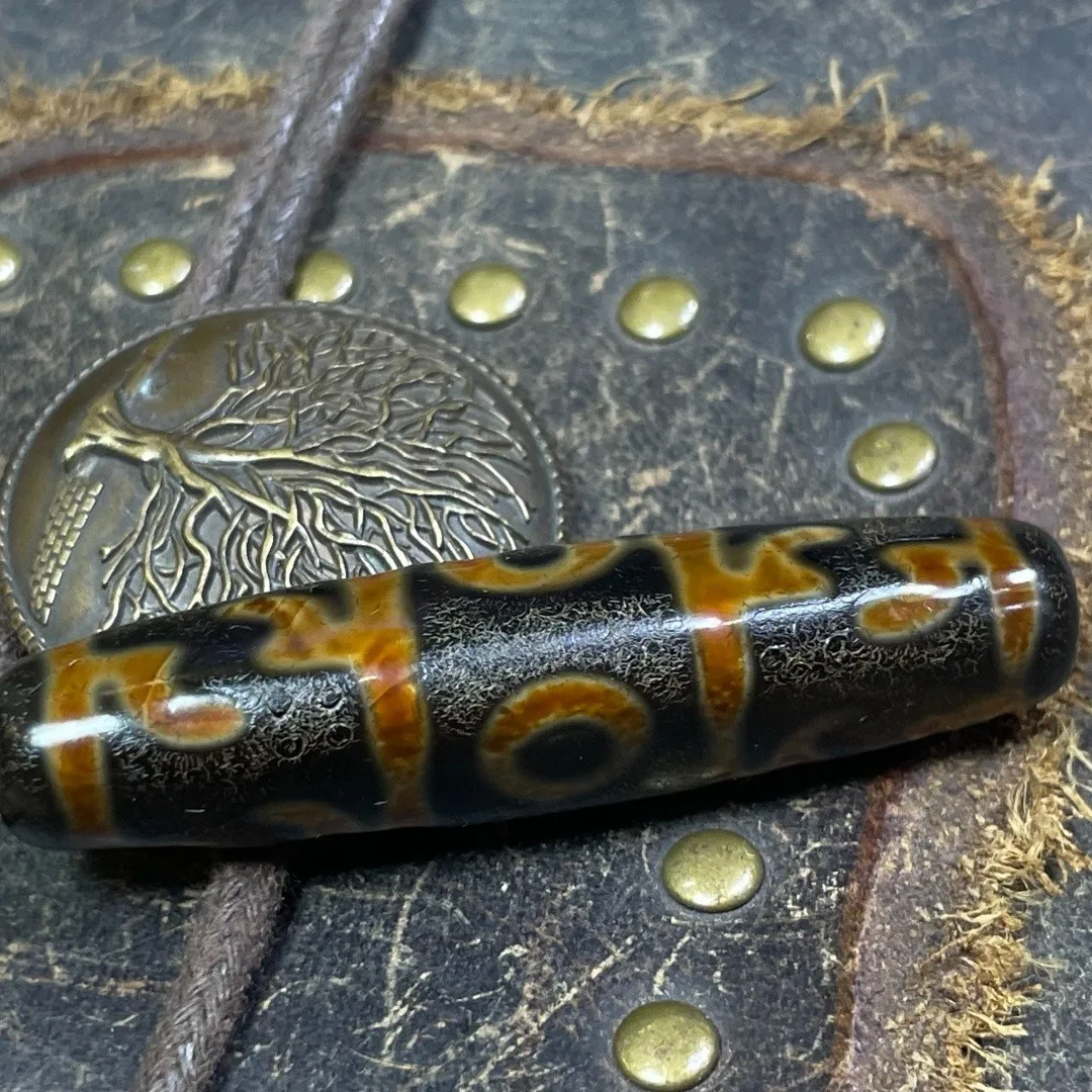Tibetan Nepalese Himalayan Bead Ancient agate Old Dzi Talisman 3 eye Bead Amulet