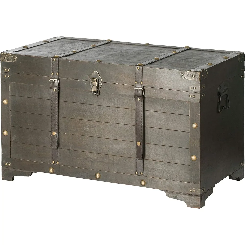 

Brown Large Wooden Storage Trunk with Lockable Latch