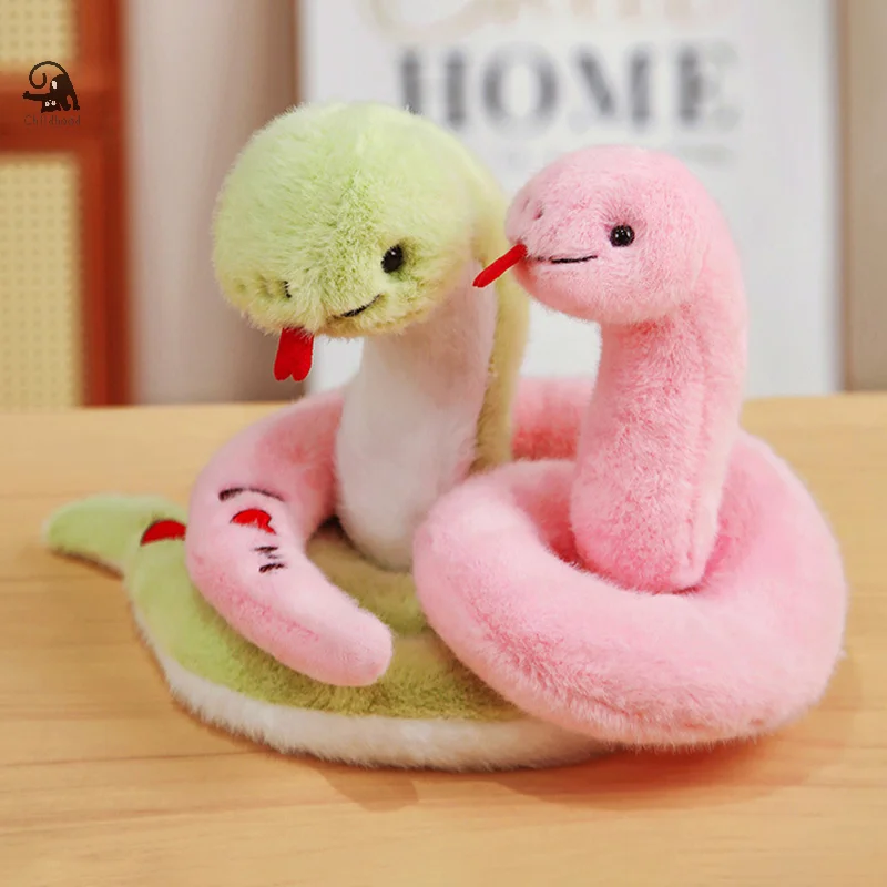 1PC Cartoon Printed Small Snake Small Pendant Bags Keychains Zodiac Snake Plush Toys