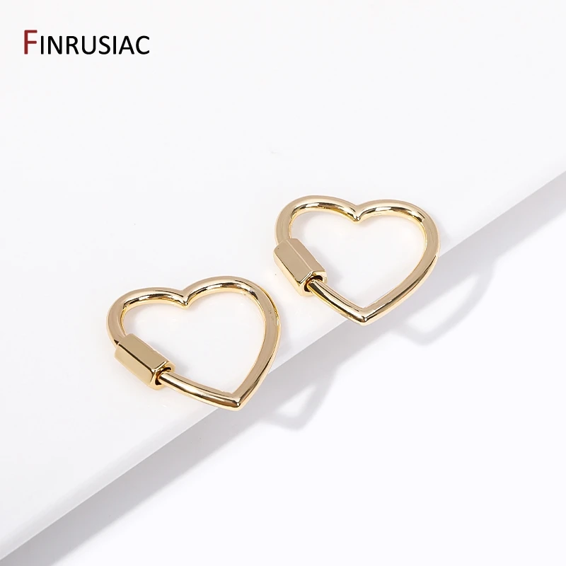 

14k Gold Plated Brass Heart Shape Spiral Screw Clasps For Jewelry Making DIY Handmade Necklace Chain Clasps Fastener Accessories