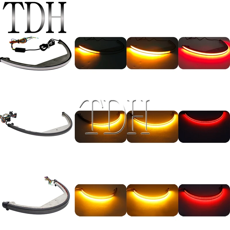 Red Amber LED Fender Light Bar Strip Tail Brake Sequential Turn Signals Running Lamp For Suzuki Boulevard M109R M90 Cruiser