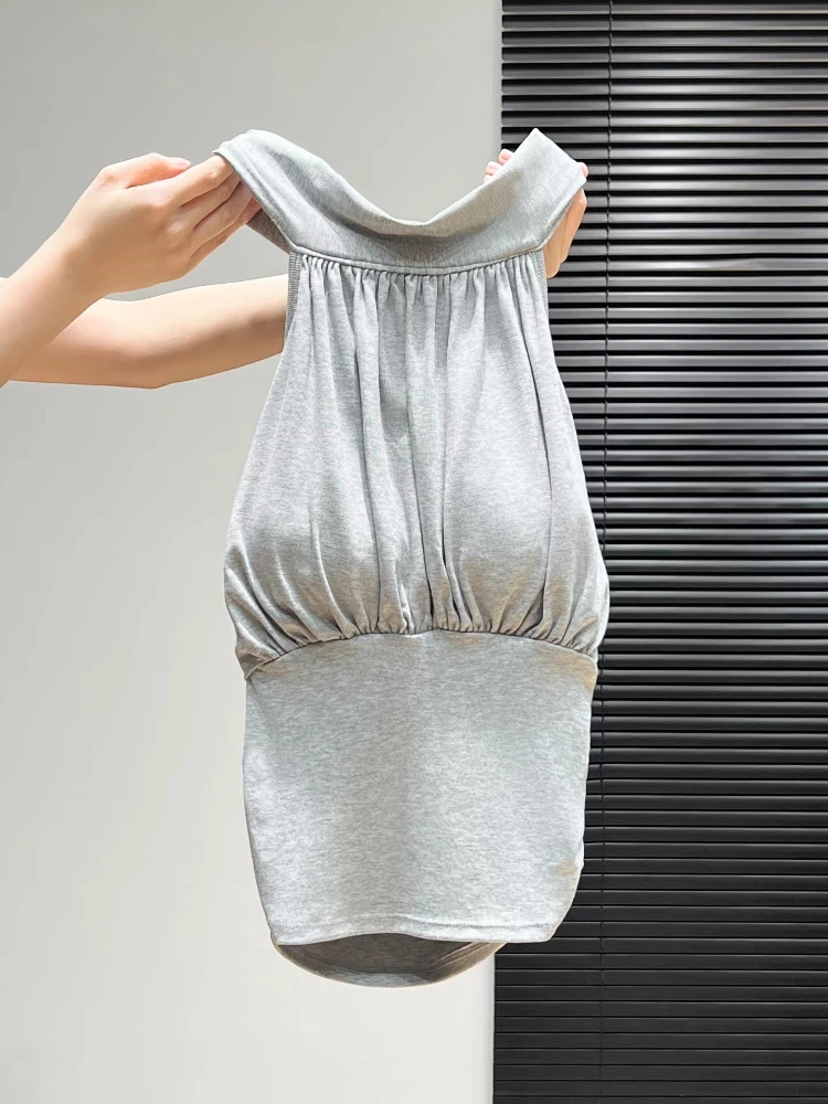 Spring Summer Sexy Halter Neck Cami Top for Women Built-in Bra Spicy Girl Style Slim Fit Sleeveless Going Out Cropped Tank Top
