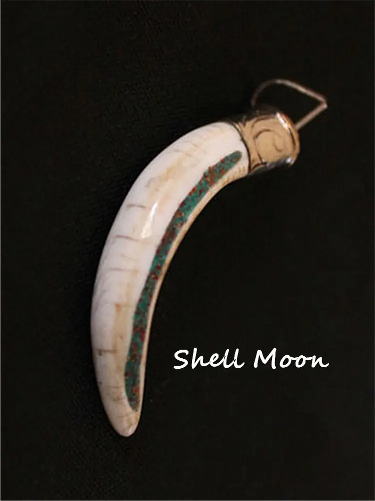 Tibetan Amulet Nepal Conch Shell Tibet Copper Capped Pendants Fang TBP026