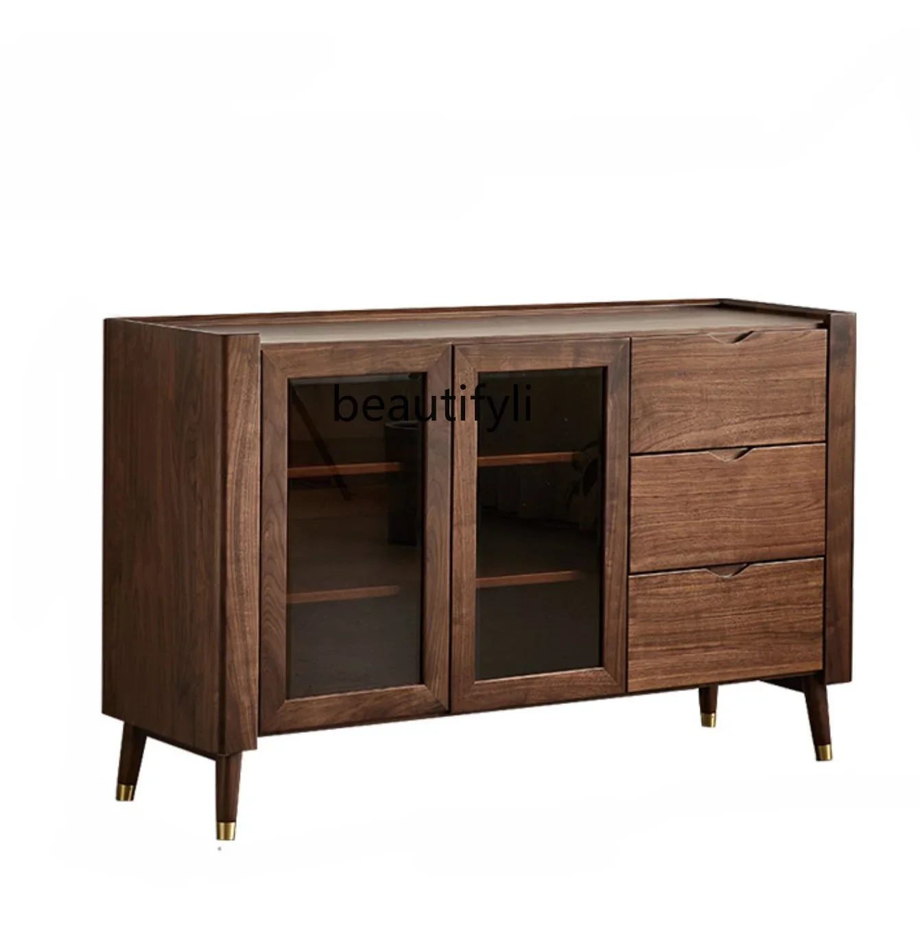 

North America Black Walnut Wood Sideboard Cabinet Simple Solid Wood Tea Cabinet Household Restaurant Storage Locker