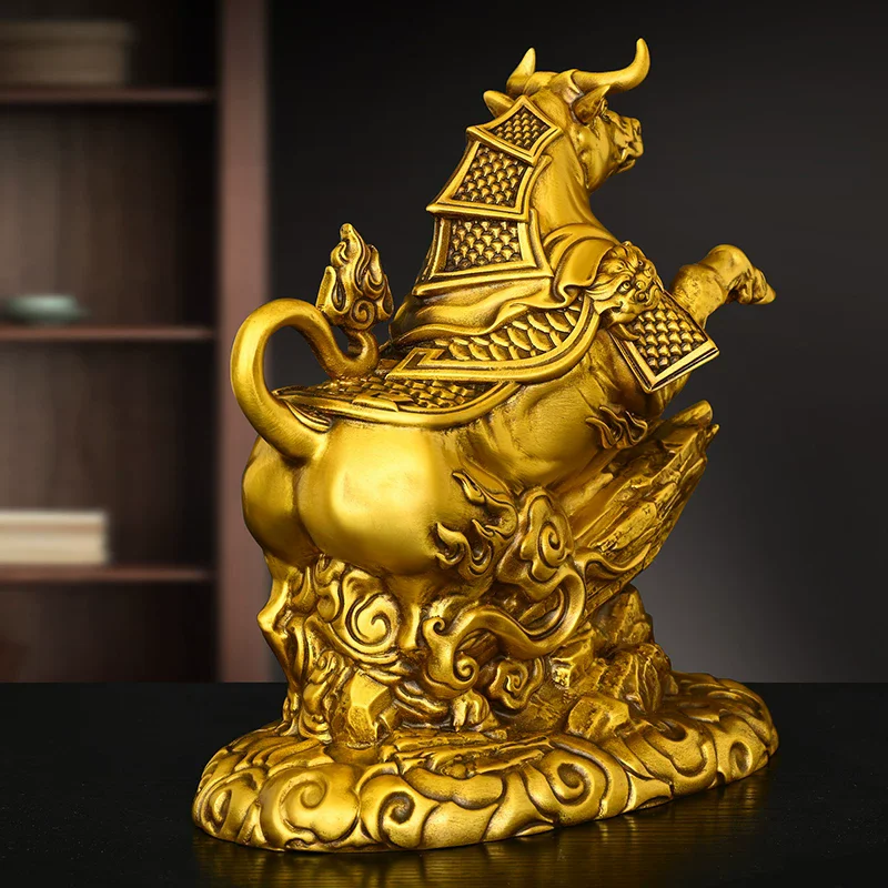 Feng Shui Bull Market Wall Street Ox Figurine Wealth Ornament for Home Living Room