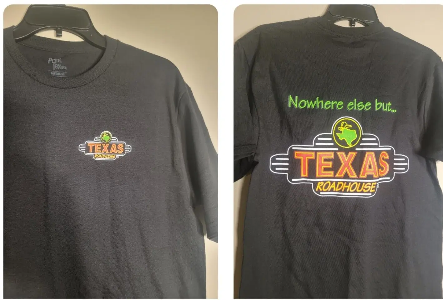 Texas Roadhouse T shirt “No Where Else But Texas Roadhouse” New Medium Uniform