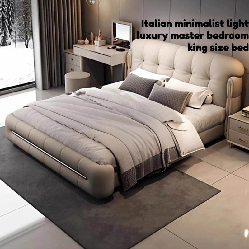 

Upholstered Minimalist Bed 1.8m Frames Sleeping King Size Storage Beds Nightstands Bedroom Lounge Modern Luxury Home Furniture