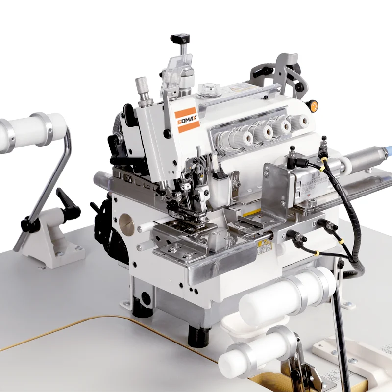 2026Somax SM-01 Semi-Automatic Round Collar Attaching Top Feeding Overlock Sewing Machine for Sweater and T-shirt