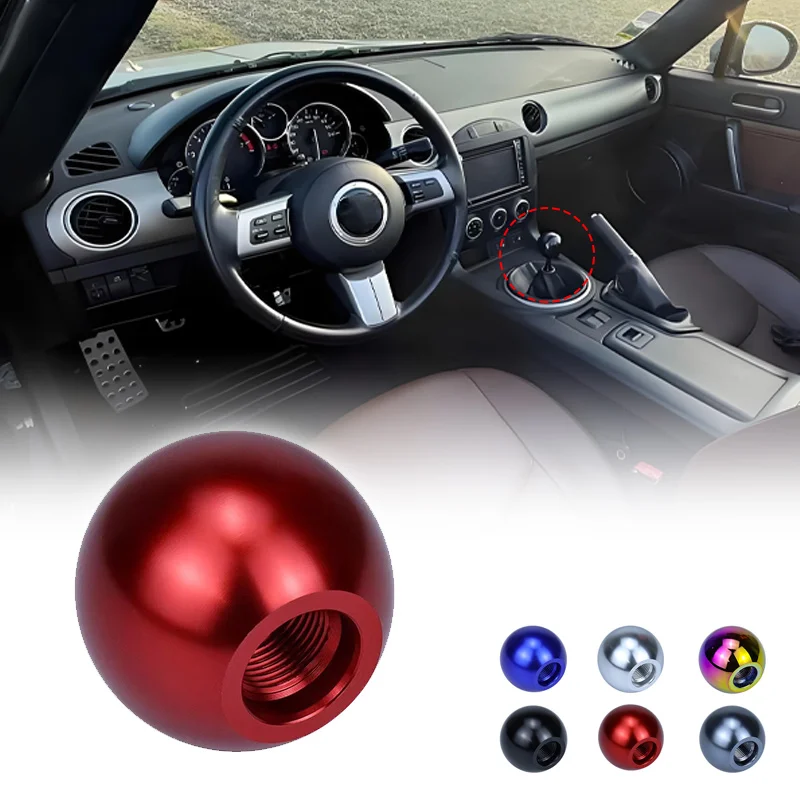Car Gear Shift Aluminum Alloy Car Gearshift Handle Circle Car Gear Shift Knob Automatic Transmission Head Change With Adapter
