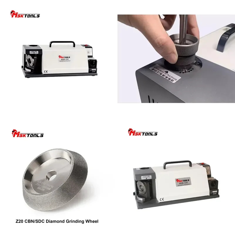 Versatile End Mill Sharpener A02/A12/A20 - Full-Range Grinder for Carbide 2-20mm 2/3/4 Flute Cutters