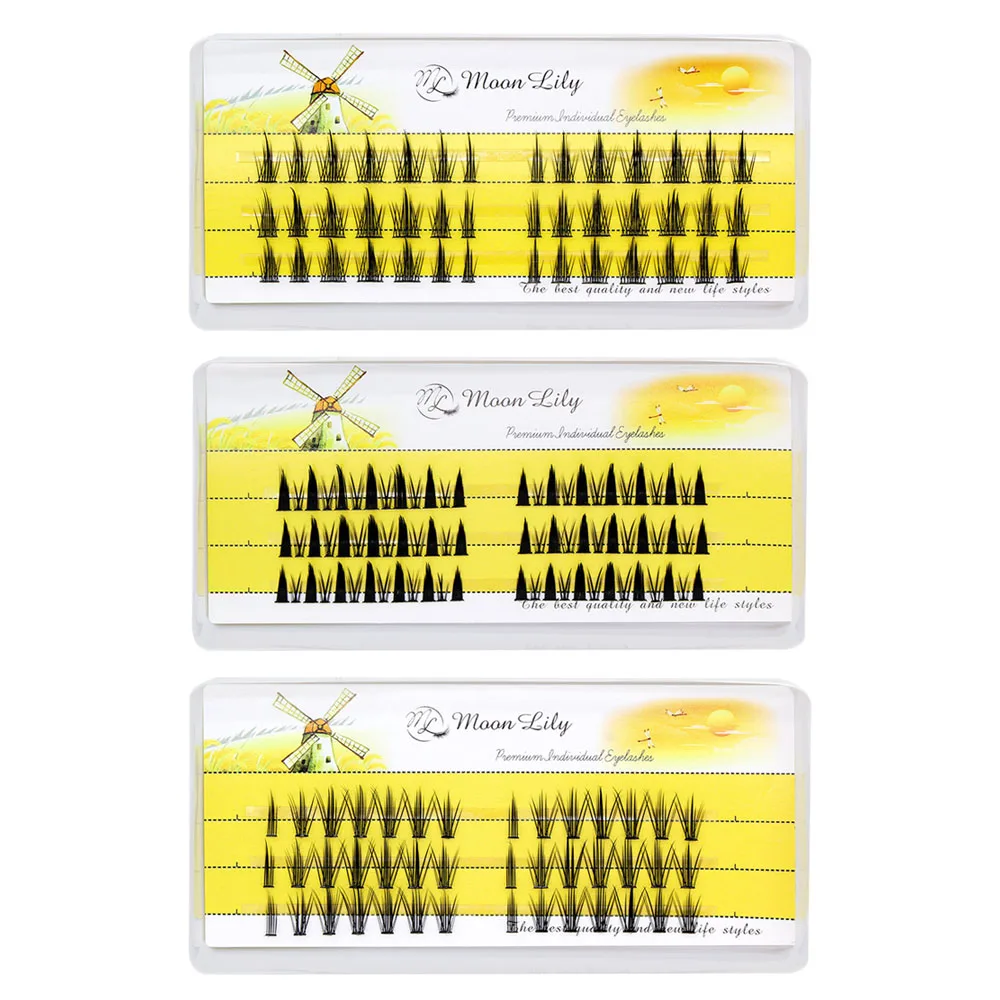 Moonlily Natural Soft Individual Lash Extension Clusters Eyelash Extensions Russian Lashes DIY Dovetail Segmented False Lashes