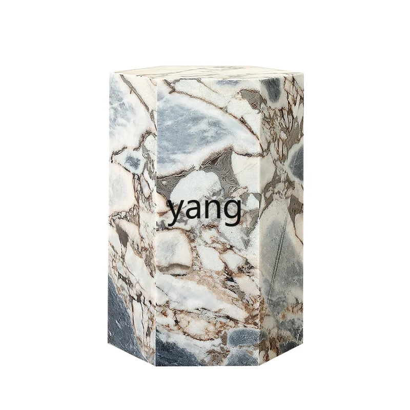 

TGF light luxury living room sofa marble edge table high-end hexagonal cave stone bedside table