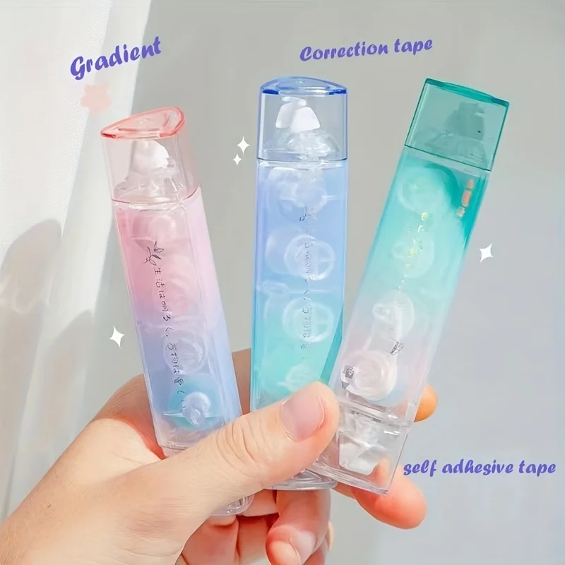 1pc Large-Capacity Double-Headed Rainbow Gradient Color Dot Glue And Correction Tape Creative Stationery for School Supplies