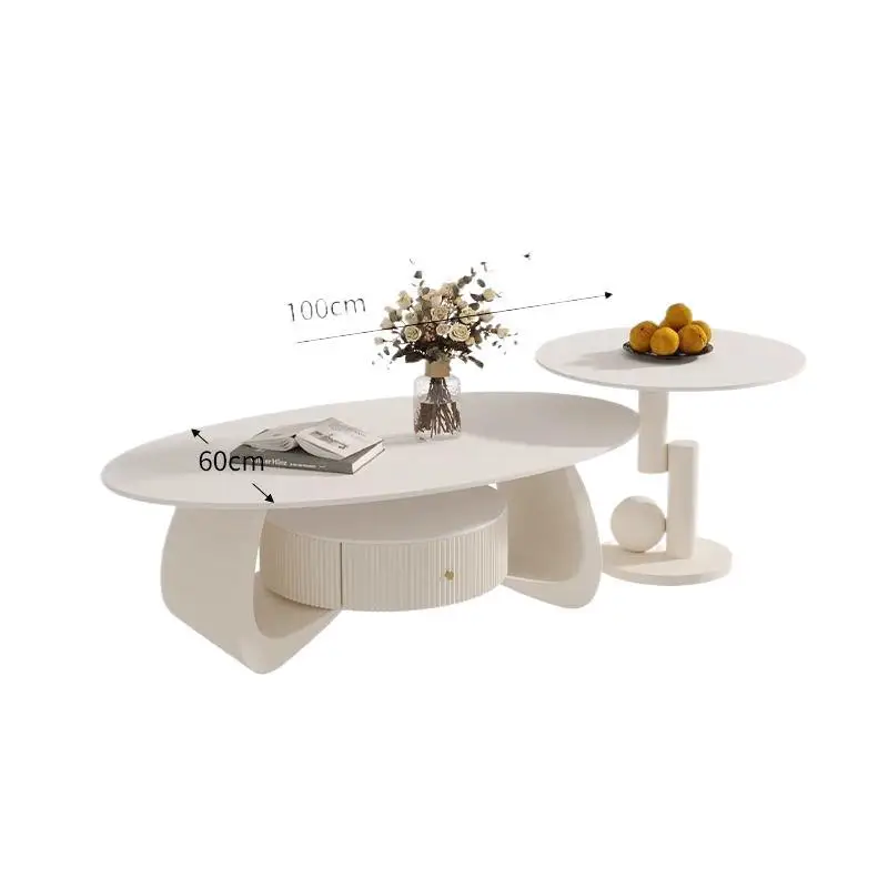 

Coffee table cream wind rock board coffee table oval coffee table household living room small apartment