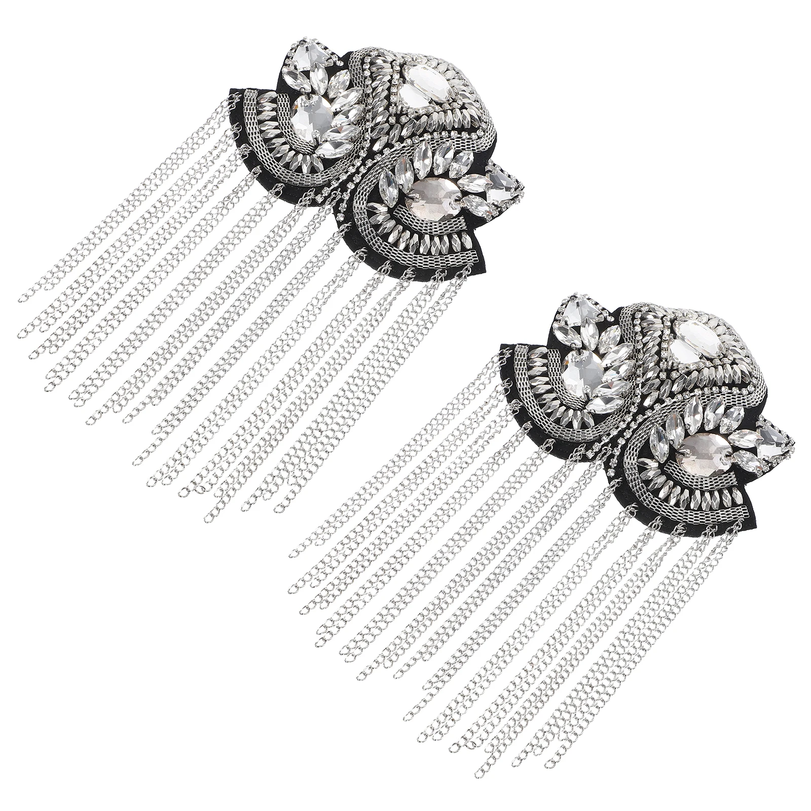 

1 Pair Silver Retro Punk Fringe Epaulet Vintage Metal Shoulder Board Costume Dress Up Tassel Decor Lightweight Durable For Suit