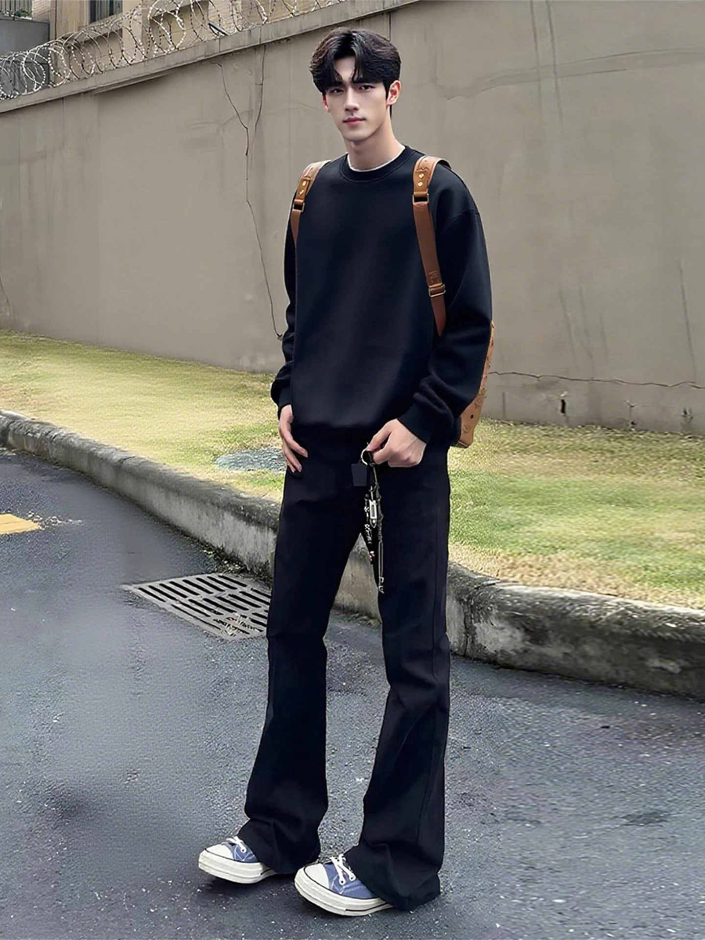 

Bla Slim Fit Straight Leg Jeans Men's High Waist Cleanfit American High Street Trousers Extended Length Narrow Version