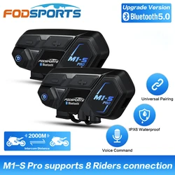 Fodsports M1-S 프로 오토바이 헬멧 인터콤, 무선 블루투스 헤드셋, 인터커뮤니케이터, 모토 8 라이더 이어폰, 2000M
