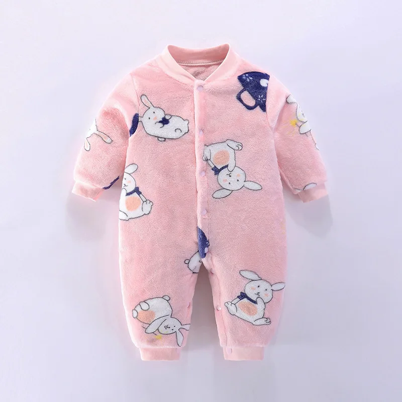 WUDIMIQI New Baby Girl Boy Thick Romper Warm Winter Newborn Infant Baby Dinosaur Fleece Romper Jumpsuit Soft Pajamas Clothes