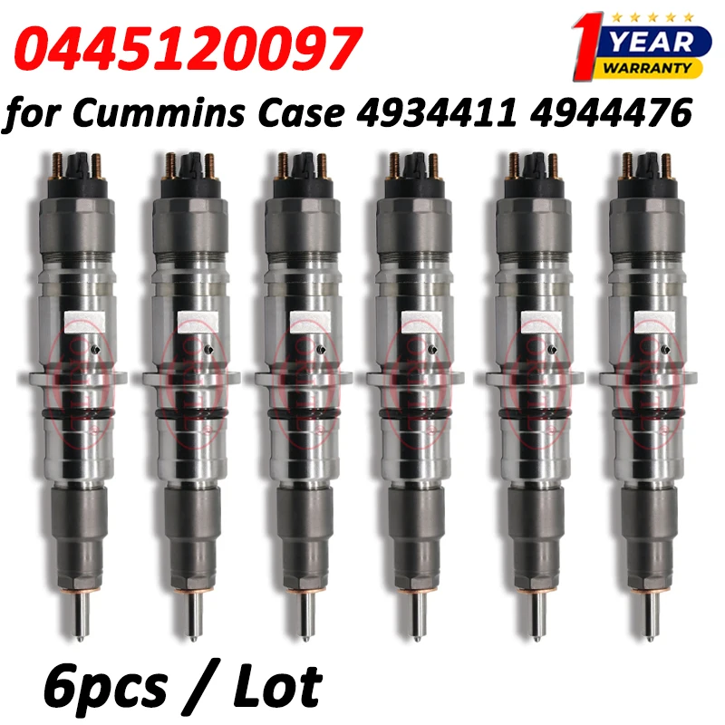 

6 шт. 0445120097 Дизельная форсунка 4934411 4944476 для двигателя Cummins Case 8,9 л