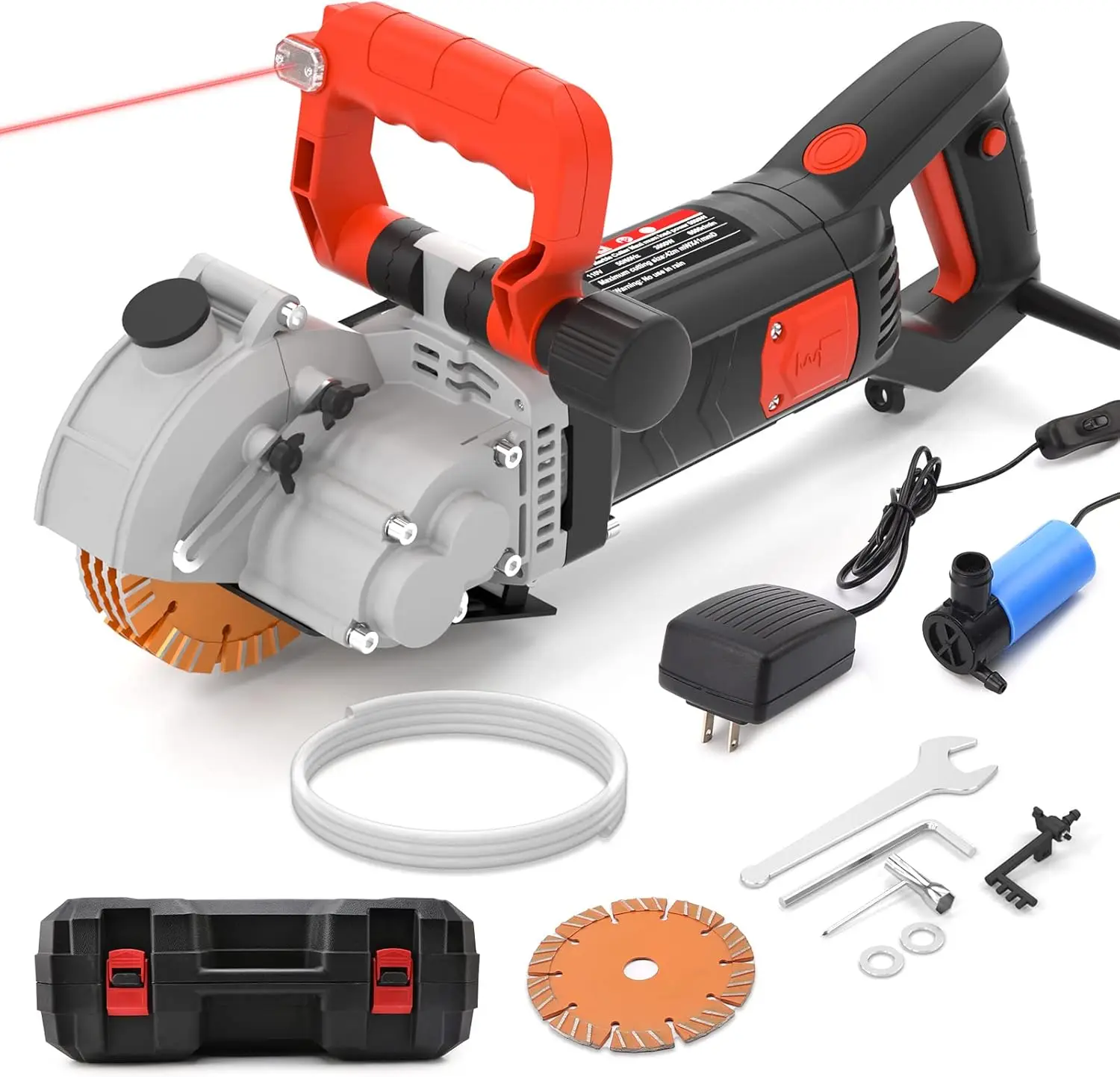 

Wall Chaser Concrete Cutter, 4800W Electric Concrete Groove Cutting Machine With 5 Pieces Saw Blades And Laser Function For