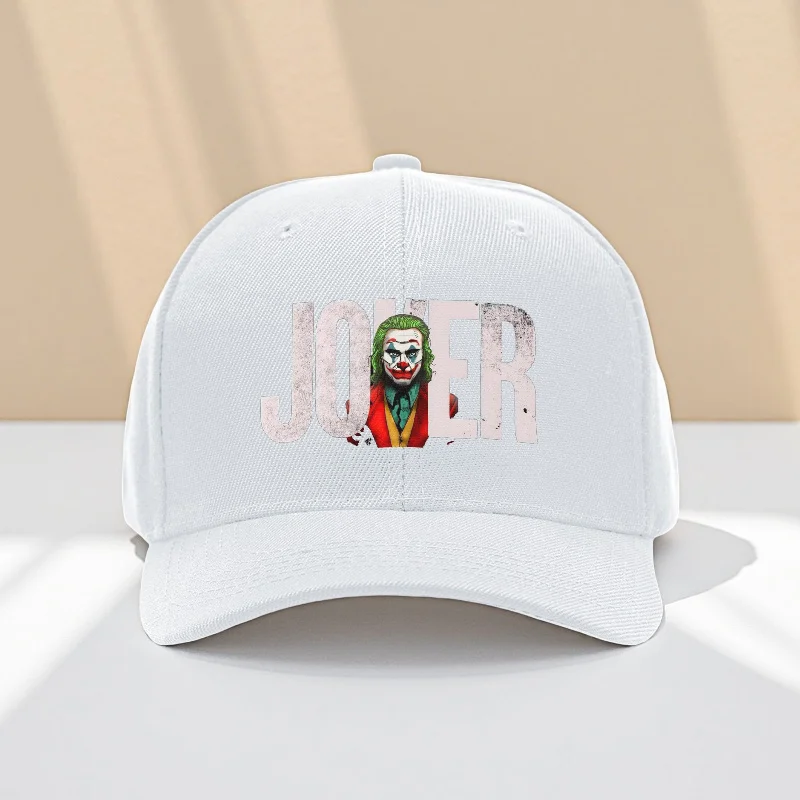 1pc WB Unisex Baseball Cap - Retro Black with DC Joker Graphic Design, Adjustable Shoulder Strap, Breathable Hat for Outdoor Gym