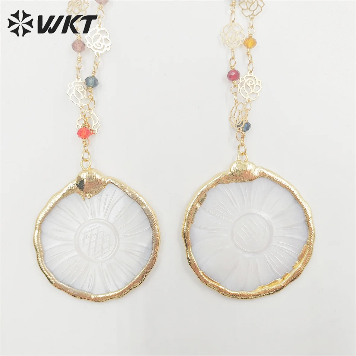 WT-JN216  WKT 2025 Bohemian Style Elegant And Beautiful Necklace Style Round Shape White Shell Necklace Wedding  Jewelry