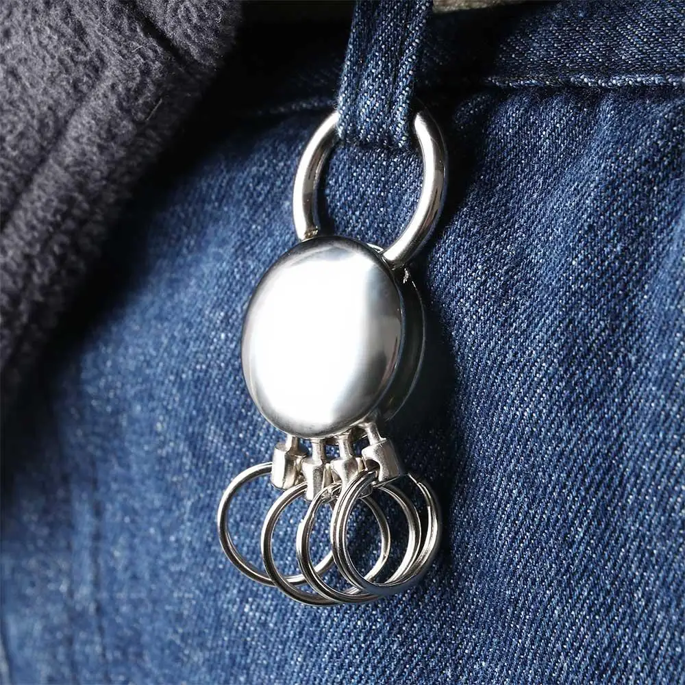 Hanged Creative Shackle Clip on Chain Belt Keychain Waist Detachable Keychain Key Chain Holder 4 Ring Keyring