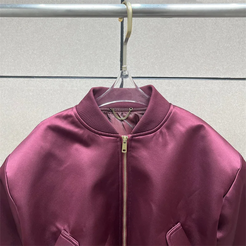 Vestes pour femmes 2025 hiver nouveau col de baseball coupe ajustée veste de pilote Satin brillant manteau pour femme veste rembourrée en coton vêtements d'extérieur