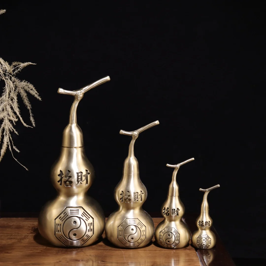 Brass Gourd Wealth Home Decor - Elegant Desk Ornament Sculpture, High Value Craftsmanship Gift for Office & Study Room