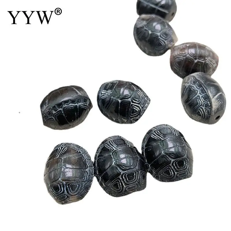 5PC Natural Black Ox Horn Turtle Gemstone Beads 22x19mm Jewelry Handmade Making Diy Necklace Bracelet Earring Tibetan Dzi Bead